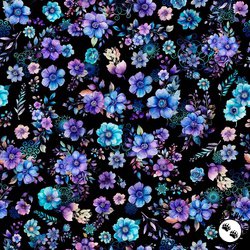 QT Fabrics Fantasia Floral Toss Black