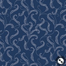 Benartex Classic Keepsakes in Blue Filigree Scroll Navy Blue