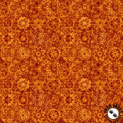 QT Fabrics Quilt Room Kitties Packed Medallion Burnt Orange