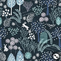 Lewis and Irene Fabrics The Secret Winter Garden Flannel Secret Garden Midnight Blue Lewis and Irene Fabrics The Secret Winter Garden Flannel Secret Garden Midnight Blue