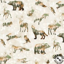 Hoffman Fabrics Woodsy and Whimsy Silhouettes Natural