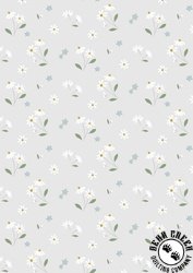 Lewis and Irene Fabrics Floral Song Daisies Dancing Pale Grey