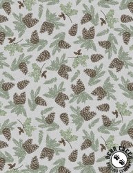Wilmington Prints Timberland Trails Pine Cone Toss Gray Wilmington Prints Timberland Trails Pine Cone Toss Gray