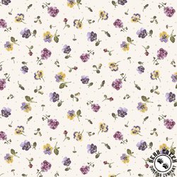 Marcus Fabrics Dandy Pansies Tossed Pansies Cream Marcus Fabrics Dandy Pansies Tossed Pansies Cream
