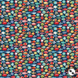 Andover Fabrics Deep Blue Sea Fish Shoal Dark Blue Andover Fabrics Deep Blue Sea Fish Shoal Dark Blue