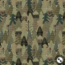 Studio E Fabric Snowy Days and Frosty Nights Woolen Forest Moss