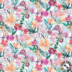 P&B Textiles Whispering Gardens 108 Inch Wide Backing Fabric Watercolor Floral Blue/Multi P&B Textiles Whispering Gardens 108 Inch Wide Backing Fabric Watercolor Floral Blue/Multi