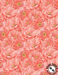Wilmington Prints Peach Whispers Packed Tonal Flowers Coral