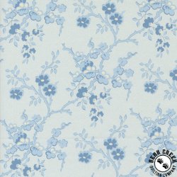 Moda Sally's Stiches Flowering Quince Blue Sky Moda Sally's Stiches Flowering Quince Blue Sky