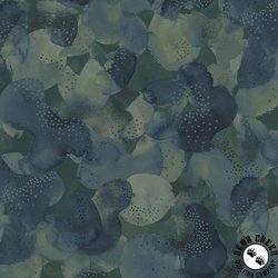 P&B Textiles Nature Story Leaf Canopy Dark Blue Green