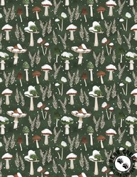 Wilmington Prints Woodland Snowmen Mushrooms All Over Green Wilmington Prints Woodland Snowmen Mushrooms All Over Green