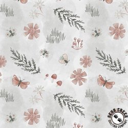 Blank Quilting Petals and Pewter Tossed Motifs Mist