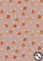 Lewis and Irene Fabrics Highlands Cows Light Brown Lewis and Irene Fabrics Highlands Cows Light Brown