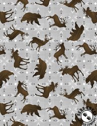 Wilmington Prints Timberland Trails Animal Toss Gray Wilmington Prints Timberland Trails Animal Toss Gray