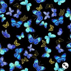 Timeless Treasures Escapade Flying Butterflies Black