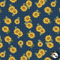 Benartex Heartland Field Sunflowers Dark Blue