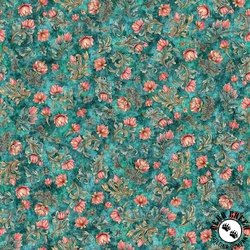 QT Fabrics Serenity Lotus Flower Toss Turquoise QT Fabrics Serenity Lotus Flower Toss Turquoise