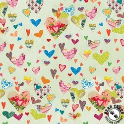 Benartex Follow Your Joy Hearts Light Sage