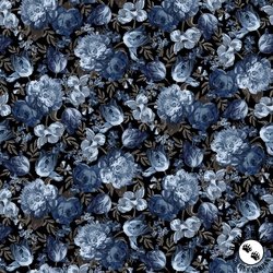 Studio E Fabrics Midnight Floral 108 Inch Wide Backing Fabric Black/Denim