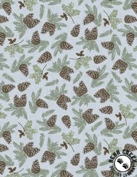 Wilmington Prints Timberland Trails Pine Cone Toss Blue Wilmington Prints Timberland Trails Pine Cone Toss Blue