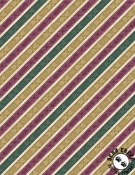 Wilmington Prints Crimson Blooms Diagonal Stripes Cream/Multi