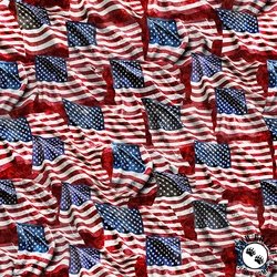 QT Fabrics Stars, Stripes, and Steel Waving American Flag Brick QT Fabrics Stars, Stripes, and Steel Waving American Flag Brick