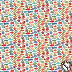 Andover Fabrics Deep Blue Sea Fish Shoal White