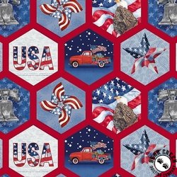 Henry Glass Wings of Freedom Patriotic Honeycomb Blue/Multi Henry Glass Wings of Freedom Patriotic Honeycomb Blue/Multi