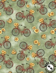 Wilmington Prints Sunspell Bicycles Toss Light Green