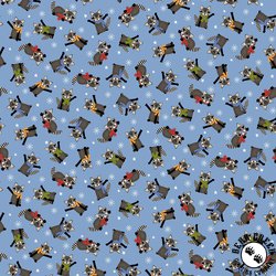 Studio E Fabrics A Day in the Woods Tossed Raccoons Medium Blue