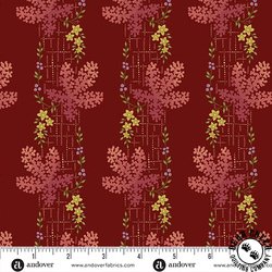 Andover Fabrics Dahlia Tree Moss Crimson