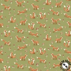 Andover Fabrics Hello Autumn Fox Tales Green