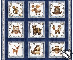 QT Fabrics Bearsville Animal Pictures Navy QT Fabrics Bearsville Animal Pictures Navy