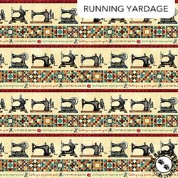 Northcott Stonehenge Stitchin' Border Stripe Beige/Multi