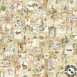 QT Fabrics Hunny Bunny Collage Tan QT Fabrics Hunny Bunny Collage Tan