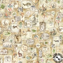 QT Fabrics Hunny Bunny Collage Tan