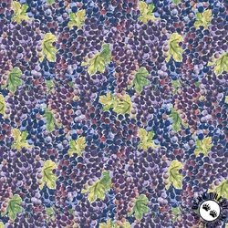 Clothworks Wine Tasting Packed Grapes Indigo