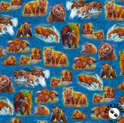 P&B Textiles Bear in Mind Bright Bear Vignette Blue/Multi P&B Textiles Bear in Mind Bright Bear Vignette Blue/Multi