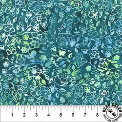 Northcott Banyan Batiks Fresh Flowers Floral Vine Teal