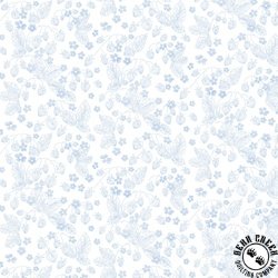P&B Textiles Country Poetry Linear Floral White/Light Blue P&B Textiles Country Poetry Linear Floral White/Light Blue