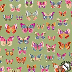 Andover Fabrics Luxe Butterflies Green