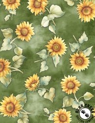 Wilmington Prints Sunspell Sunflowers Toss Green