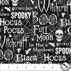 Northcott Spellbound Words Black/Multi