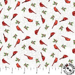 Northcott Winter Song Mini Birds White/Multi