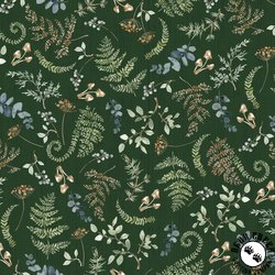 P&B Textiles Misty Vistas Ferns and Foliage Dark Green