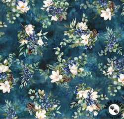 Hoffman Fabrics Forest Fawn Berries and Pinecones Blueberry Hoffman Fabrics Forest Fawn Berries and Pinecones Blueberry