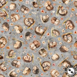 QT Fabrics HedgeHugs Hedgehog Toss Gray