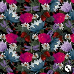 Henry Glass Serenade Floral Black Henry Glass Serenade Floral Black