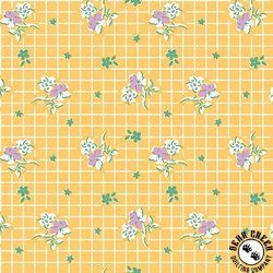 Maywood Studio Dilly Dally Floral Grid Yellow