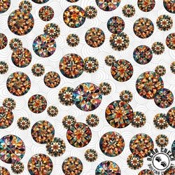 QT Fabrics Solstice Kaleidoscope Tossed Circles White QT Fabrics Solstice Kaleidoscope Tossed Circles White